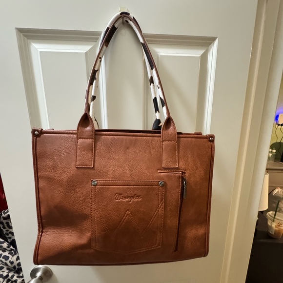 Wrangler Brown and Black Cow Print Tote - Picture 2 of 3